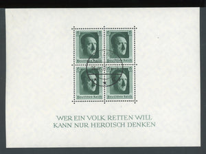 Germany Scott #B102 MNH S/S of 4 Adolph Hitler CDS 24/4/37 $$ os2