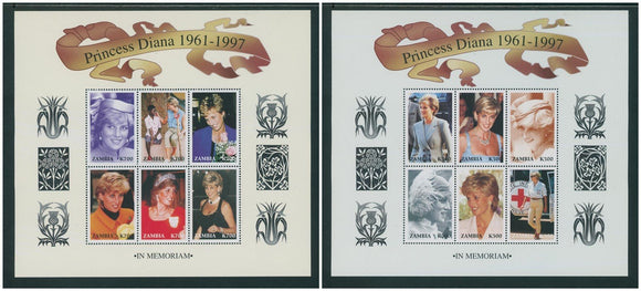 Angola Scott #1008-1009 MNH SHEETS of 6 1961-1997 Princess Diana CV$20+