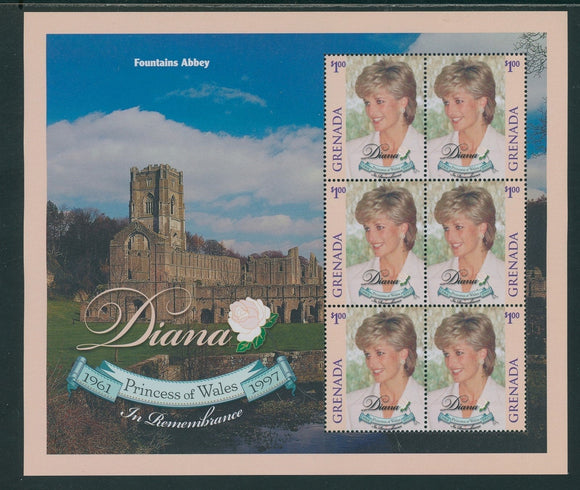 Grenada Scott #2786 MNH SHEET of 3 PAIRS 1961-1997 Princess Diana CV$7+