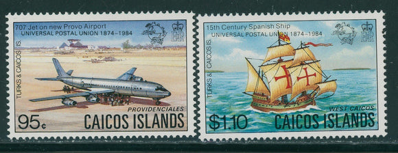 Caicos Islands Scott #47-48 MNH UPU 75th ANN Ships Planes CV$3+ 406804