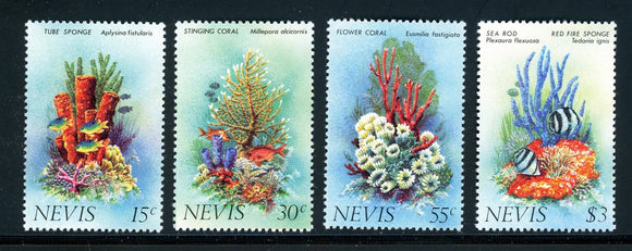 Nevis Scott #163-166 MNH Corals of Nevis FAUNA $$ 434886