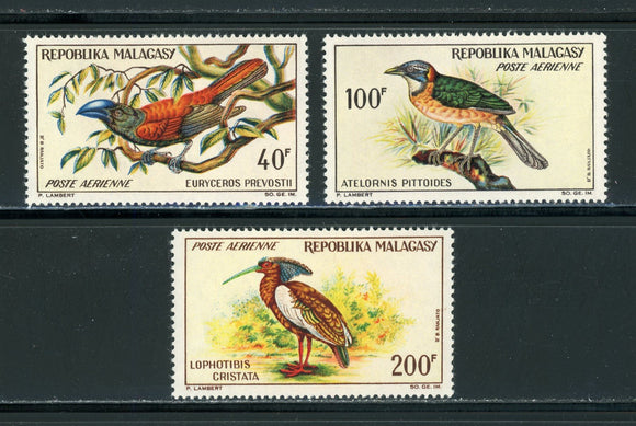 Malagasy Republic Scott #C72-C74 MNH Birds FAUNA CV$12+ 439474