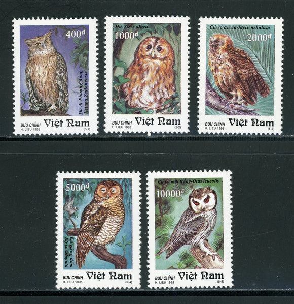 Vietnam Democratic Republic Scott #2601-2605 MNH Owls Birds FAUNA CV$5+ 439542
