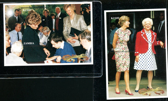 Zambia Scott #708-709 MNH S/S Princess Diana 1961-1997 CV$10+ 441773