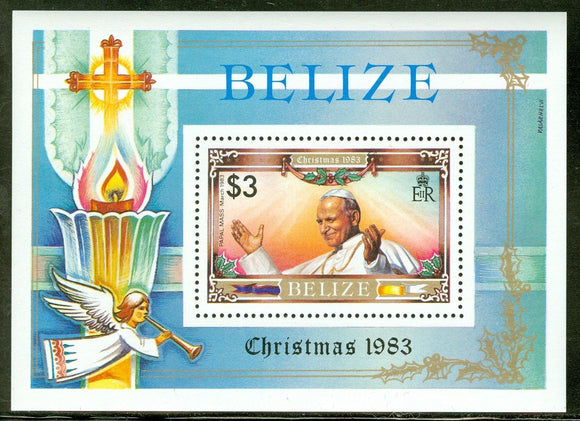 Belize Scott #698 MNH S/S Visit of Pope John Paul II Christmas CV$10+ 449701