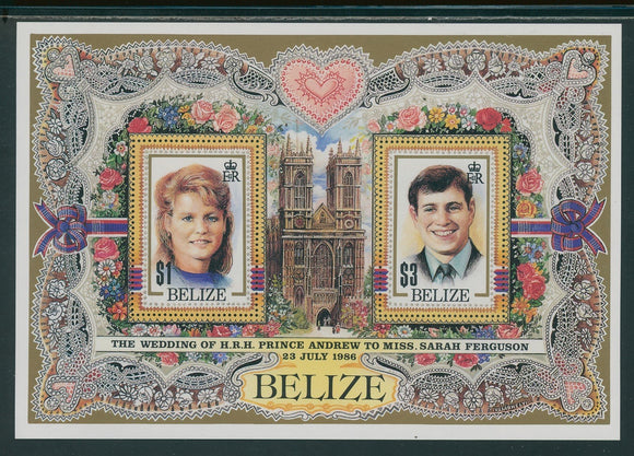 Belize Scott #834 MNH S/S Prince Andrew/Miss Ferguson Wedding CV$5+ 449705