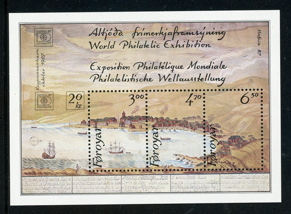 Faroe Islands Scott #148 MNH S/S Torshavn HAFNIA '87 Stamp EXPO CV$8+
