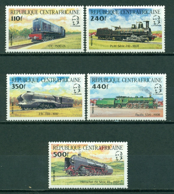 Central African Republic Scott #633-637 MNH Locomotives Trains CV$17+