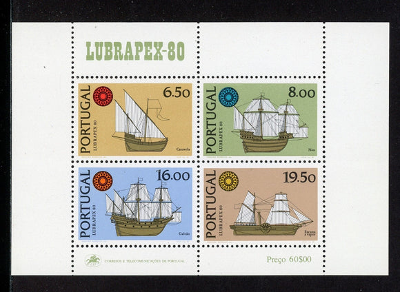 Portugal Scott #1479a MNH S/S Lubrapex '80 Stamp EXPO CV$6+