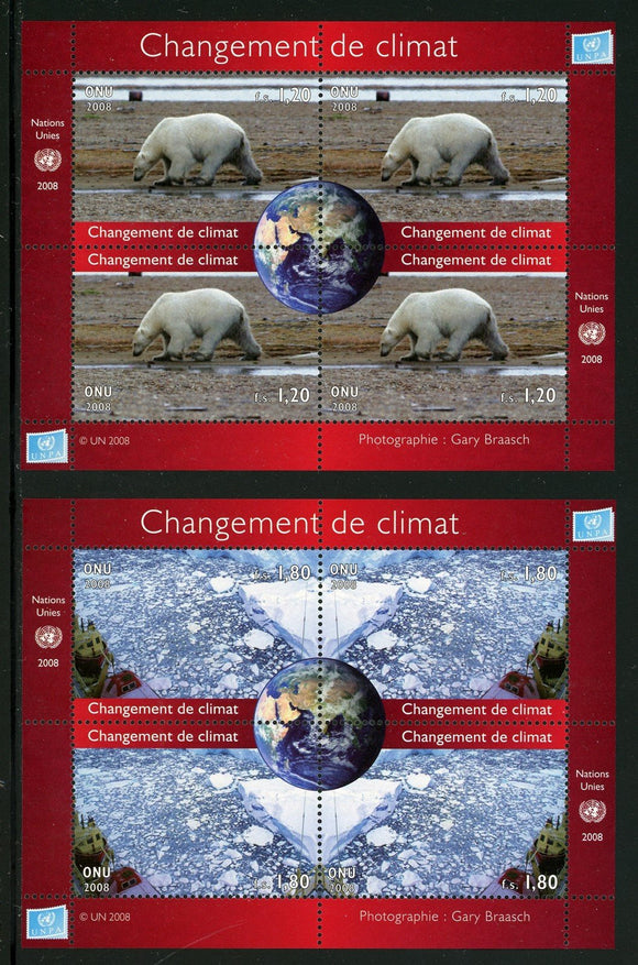 UN-Geneva Scott #492-493 MNH S/S Climate Change FAUNA CV$26+