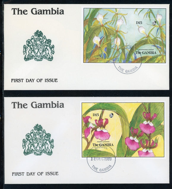 Gambia Scott #926-927 FIRST DAY COVERS (2) Orchids FLORA $$