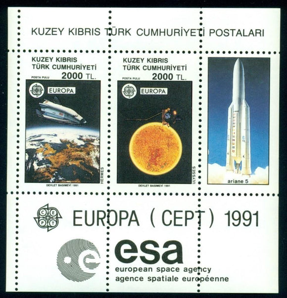 Northern Cyprus Scott #298 MNH S/S Europa European Space Agency CV$10+