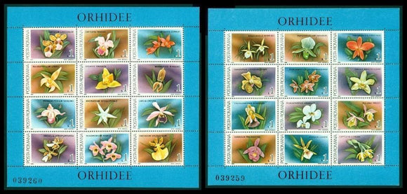 Romania Scott #3535-3536 MNH SHEETS Flora/Flowers Orchids CV$8+