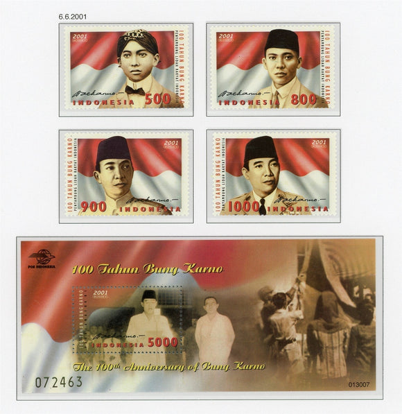 Indonesia Scott #1950-1954 MNH S/S President Sukarno (1901-1970) CV$5+