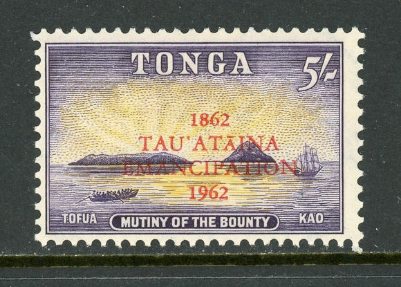 Tonga Scott #126 MNH OVPT Centenary of Emancipation on 5sh CV$6+