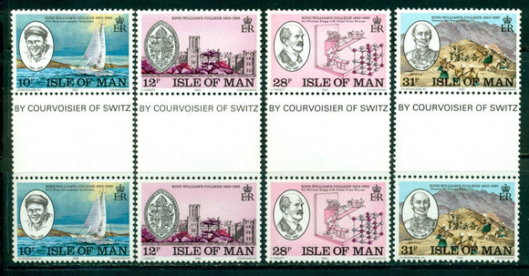 Isle of Man Scott #246-249 MNH GUTTER PAIRS King William's College 150th ANN $$
