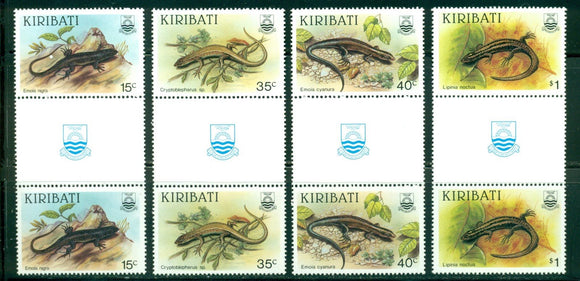 Kiribati Scott #491-494 MNH GUTTER PAIRS Lizards FAUNA $$