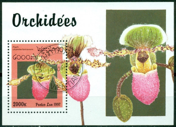 Laos Scott #1328 Used S/S Flowers Orchids FLORA CV$3+