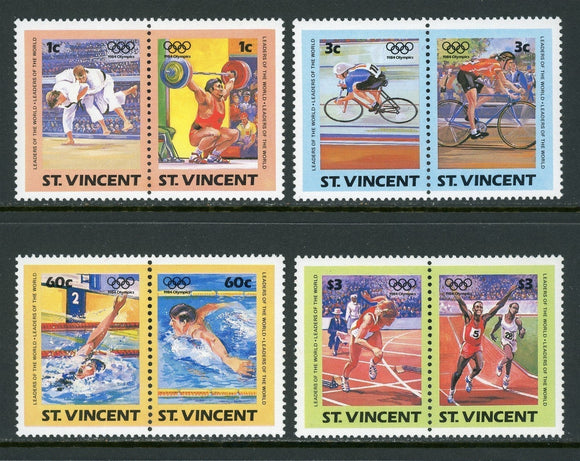 St. Vincent Scott #765-768 MNH PAIRS OLYMPICS 1984 Los Angeles CV$3+ ISH-1