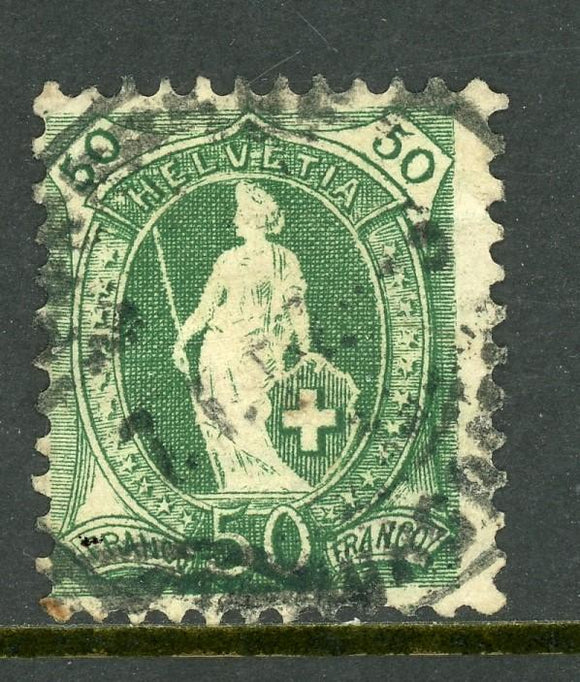 Switzerland Scott #109 USED Helvetia 50c green WMK 183 CV$16+ ISH-1