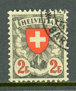 Switzerland Scott #203 USED White Cross in Red Field 2fr CV$10+ ISH-2