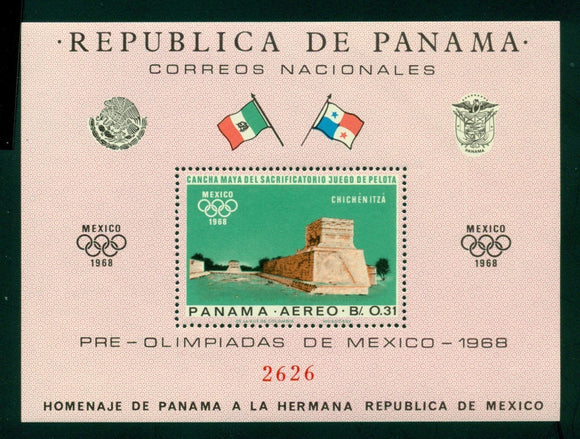 Panama Scott #477F MNH S/S OLYMPICS 1968 Mexico City Michel BL #68 CV$18+