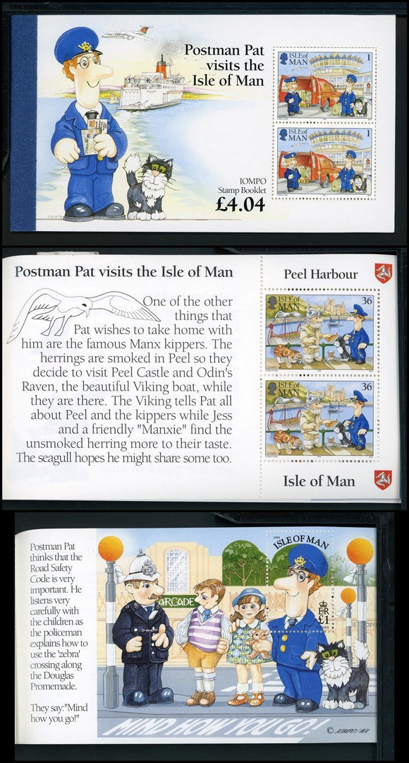 Isle of Man note after Scott #614 MNH BOOKLET of 7 PANES Postman Pat CV$16+