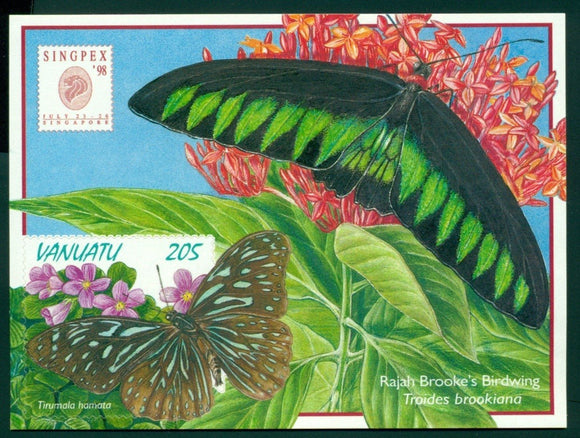 Vanuatu Scott #726a SA S/S Singpex '98 Stamp EXPO Butterflies CV$5+