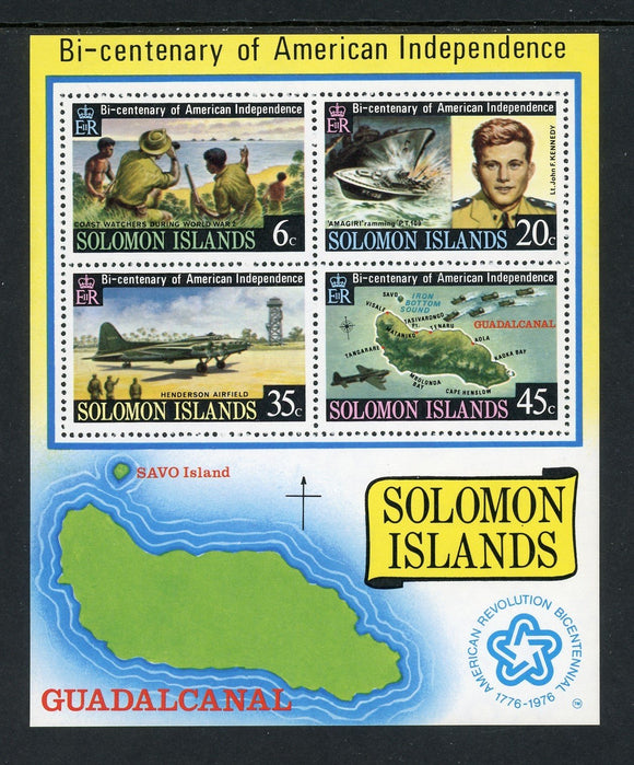 Solomon Islands Scott #336a MNH S/S US Bicentennial - JFK CV$6+