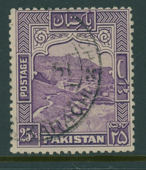 Pakistan Scott #43b-3 USED Khyber Pass 25r PERF 12 CV$20+