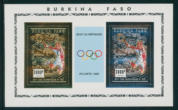 Burkina Faso note after Scott #1026A MNH S/S OLYMPICS 1996 FOIL PAIR $$ os2