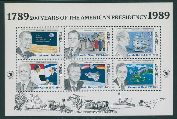 Dominica Scott #1207 MNH SHEET of 6 American Presidents CV$6+