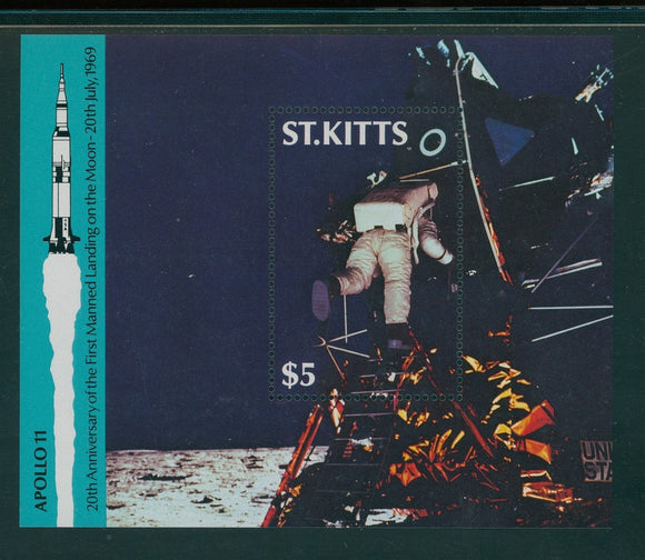 St. Kitts Scott #252 MNH S/S Apollo 11 20th ANN CV$5+