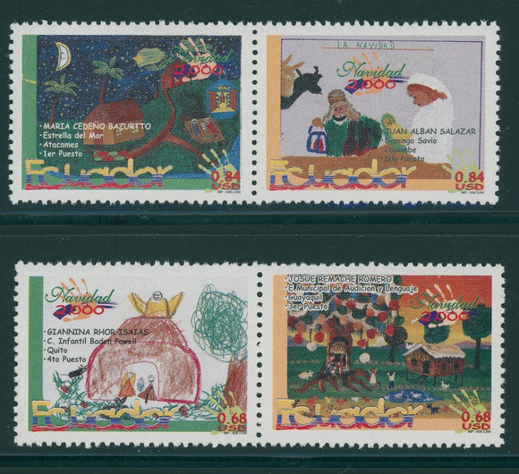 Ecuador Scott #1546-1547 MNH PAIRS Christmas 2000 Children's Art CV$21+