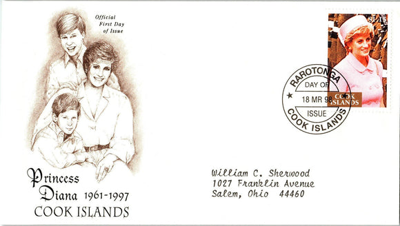 Princess Diana Memorial First Day Cover FDC - COOK ISLANDS - SEE SCAN $$$