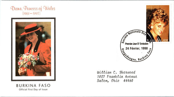Princess Diana Memorial First Day Cover FDC - BURKINA FASO - SEE SCAN $$$