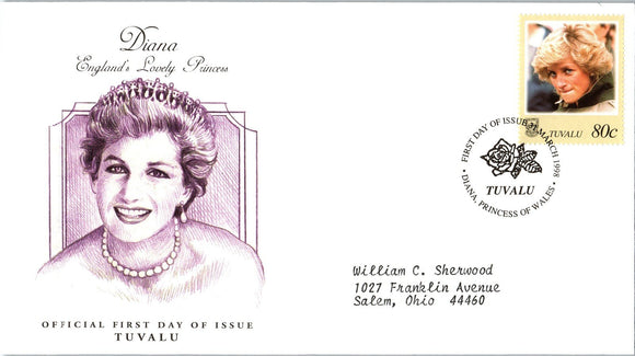 Princess Diana Memorial First Day Cover FDC - TUVALU - SEE SCAN $$$
