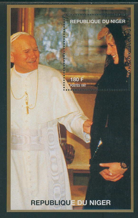 Niger note after Scott #947 MNH S/S Diana Princess of Wales Pope John Paul II $$