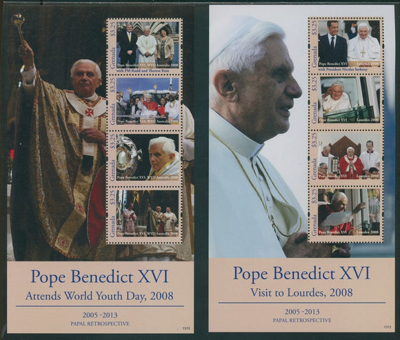 Grenada Scott #3894-3895 MNH SHEETS Pope Benedict in France and Australia CV$19+