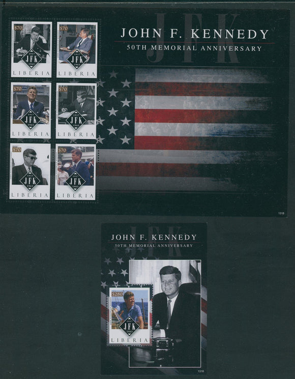 Liberia Scott #2864-2865 MNH S/S John Kennedy 50th Memorial ANN CV$18+