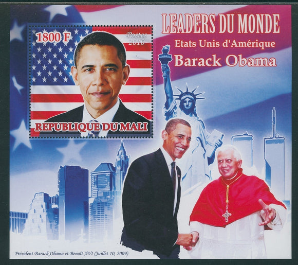 Mali OS #12 MNH S/S World Leaders Barack Obama and Pope $$