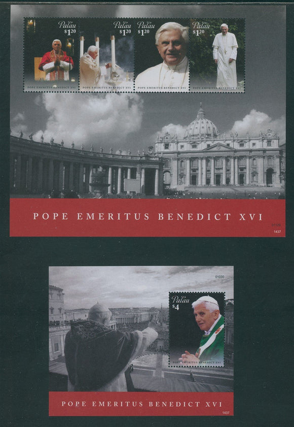 Palau Scott #1258-1259 MNH SHEETS Pope Emeritus Benedict XVI CV$17+