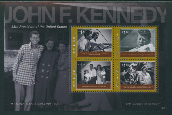 Tuvalu Scott #1124 MNH SHEET of 4 John F. Kennedy JFK 50th Election ANN CV$10+