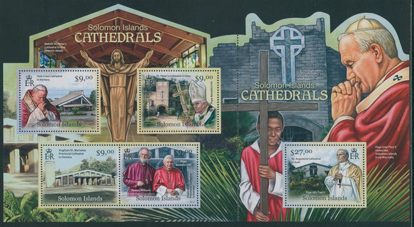 Solomon Islands Scott #1169 MNH SHEET Solomon Islands Cathedrals Popes CV$18+
