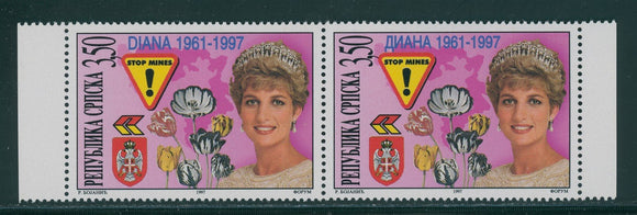 Bosnia (Serb Admin) Scott #67 MNH PAIR Princess Diana 1961-1997 CV$15+