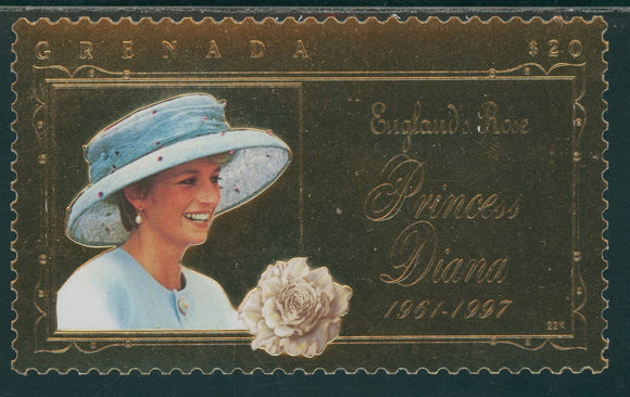 Grenada Scott #2767 NGAI S/S 1961-1997 Princess Diana $20 GOLD FOIL $$