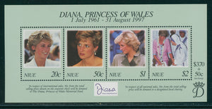 Niue Scott #706 MNH SHEET of 4 1998 Princess Diana 1961-1997 CV$5+
