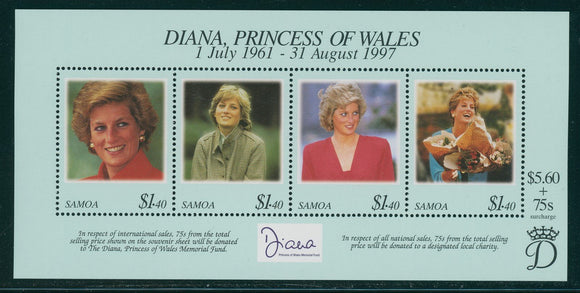 Samoa Scott #956 MNH SHEET of 4 1998 Princess Diana 1961-1997 CV$6+