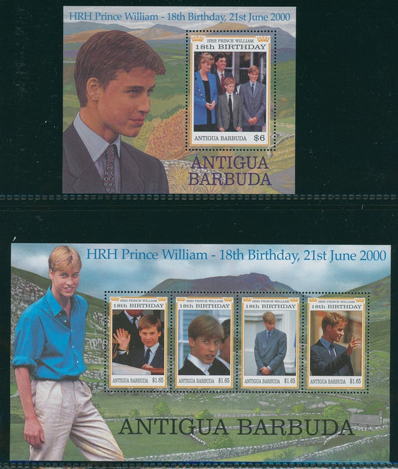 Antigua Scott #2328-2329 MNH SHEETS Prince William 18th Birthday CV$9+