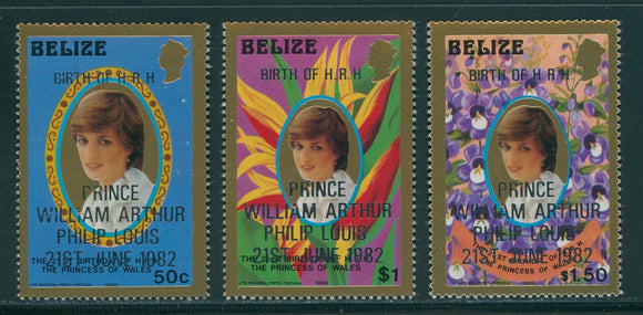 Belize Scott #621-623 MNH Prince William on Diana's 21st Birthday CV$6+